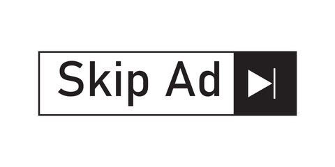 Poster - Set of Skip ad black vector button. Set of Skip button, Black advertisement icon. Skip ad button. Black button skip ad for website. Vector icon.