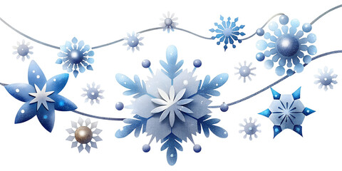 Wall Mural - Snowflake String with Sparkling Effect. Snowflake String with Silver Glittering Dots