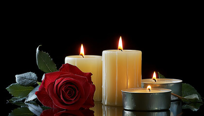 Sticker - Burning candle flame, romance, relaxation, decoration, dark night generated by AI