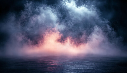 Wall Mural - dark night sky, fog over water, mysterious landscape generated by ai