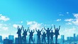 © 雅 - 成功しているビジネスパーソンたちのシルエット、青空18