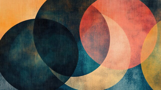 Minimalist abstract line art of overlapping circles, set against a textured background that allows for text insertion