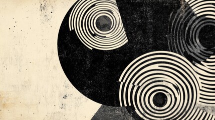 Aufkleber - Minimalist abstract line art of overlapping circles, set against a textured background that allows for text insertion