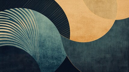 Aufkleber - Minimalist abstract line art of overlapping circles, set against a textured background that allows for text insertion
