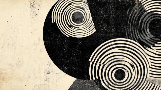 Minimalist abstract line art of overlapping circles, set against a textured background that allows for text insertion