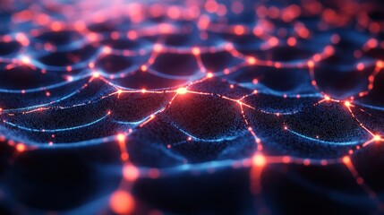 Poster - A hyper-realistic glowing AI-powered neural network visualized as an interconnected web of light, symbolizing the complexity of AI systems, with copy space for text 