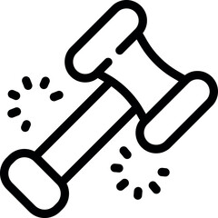 Poster - simple vector icon of an auction hammer striking a surface, creating sparks