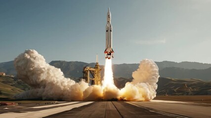 rocket preparing to launch. seamless and looping animation background 4k