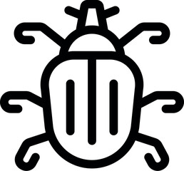 Wall Mural - Black and white line art vector icon of a colorado potato beetle with six legs and two antennae