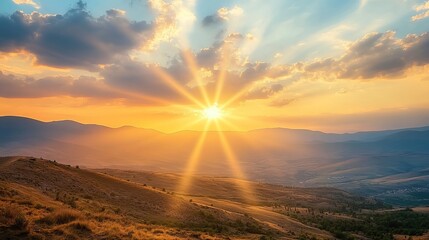 Wall Mural - The beautiful Turkish mountains at sunset, showcasing a picturesque natural landscape.