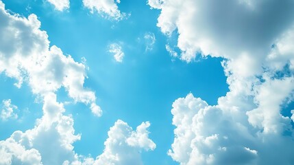 Sticker - Clouds scattered across a bright blue sky, creating a serene and expansive atmosphere.