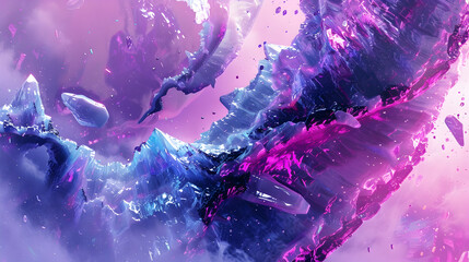 Sticker - Abstract 3D Crystal Background - Purple and Blue Hues