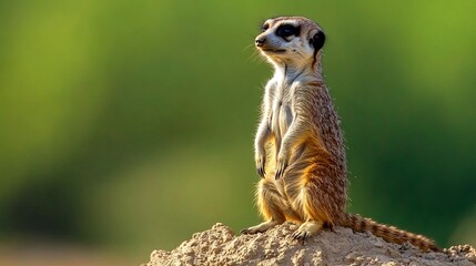 Wall Mural - A captivating outdoor shot of a meerkat, a species native to Africa and often found in zoos.