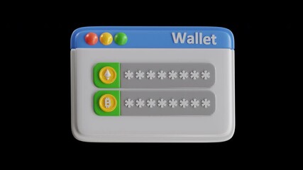 Aufkleber - 3D Animation of Web wallets depend heavily on security | Alpha Channel