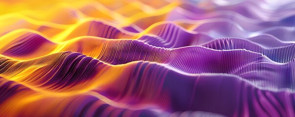 Wall Mural - Abstract 3D Wavy Landscape with Purple and Yellow Hues