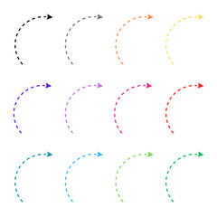 Wall Mural - curved dotted arrow set collection on transparent background png