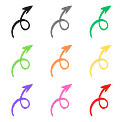 Wall Mural - curved arrow set collection on transparent background png