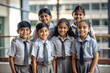 © N7 - 'Indian Children Wearing School Uniforms in Playground' - A group of Indian children in school uniforms enjoying their time in a playground.