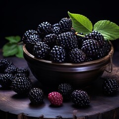 Wall Mural - illustration of Capture the  captivating allure of blackberries under, Generative ai