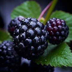 Wall Mural - illustration of Capture the  captivating allure of blackberries under, Generative ai