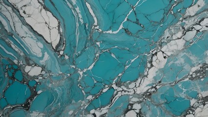 Poster - Abstract turquoise and white marble texture with veins and swirls.