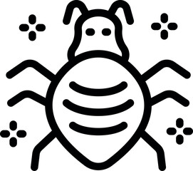 Poster - Simple black and white line art illustration of a beetle crawling
