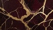 © LiaSyafitri - A close-up of a dark red marble surface with thin gold veins, showcasing a beautiful and luxurious background.