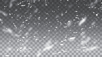 Wall Mural - Snow falls on transparent background