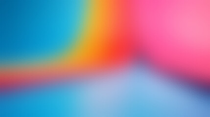 Sticker - abstract blurred background with vibrant colors of blue, orange, and pink.