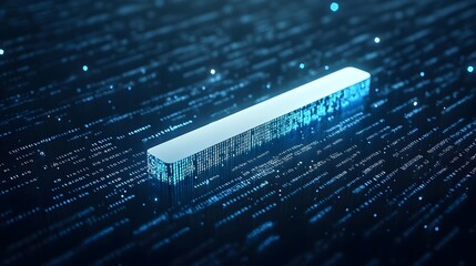 Aufkleber - 3D Search Bar Floating Over Binary Code Symbolizing Data Processing by Search Engines