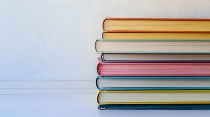 Aufkleber - Colorful Stack of Hardcover Books on a White Surface