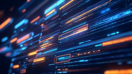 Poster - Futuristic 3D Search Engine Interface with Floating Holographic Search Bars
