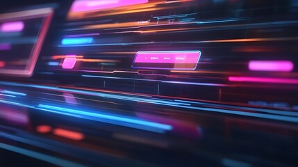 Fototapete - Futuristic 3D Web Search Engine Interface with Floating Holographic Bars
