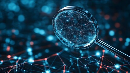 Poster - Magnifying Glass Hovering Over Digital Network Revealing Hidden Data
