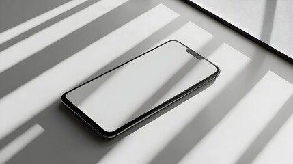 Poster - Sleek Smartphone with Blank Screen on White Surface