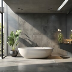 Wall Mural - modern bathroom with clean design and soft marble