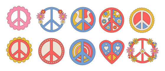 Sticker - Retro Peace Sign Set