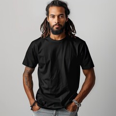 Wall Mural - black crew-neck t-shirt mockup