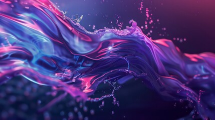 Wall Mural - splash liquid colorful fluid in purple, pink, and blue on a dark background