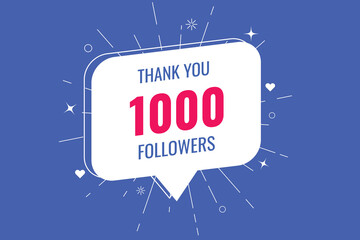 Wall Mural - 1000 OR 1k followers celebration. Thank you 1000 followers congratulation template banner. banner for social 1k friends and followers. celebrate subscribers and followers.
