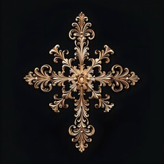 Poster - Elegant and Intricate Cross Design with Filigree Ornamentation for Religious Spiritual or Decorative Purposes