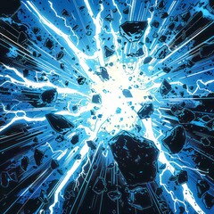 explosion of blue lightning