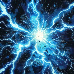 explosion of blue lightning