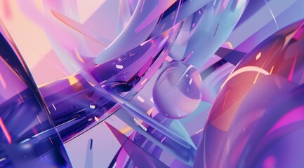 Canvas Print - abstract multi colored visual effect with translucent layers, light purple and indigo, playful use of shapes