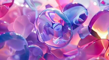 Canvas Print - abstract multi colored visual effect with translucent layers, light purple and indigo, playful use of shapes