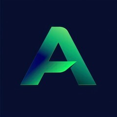 Wall Mural - letter A with green dark blue gradient on a dark background