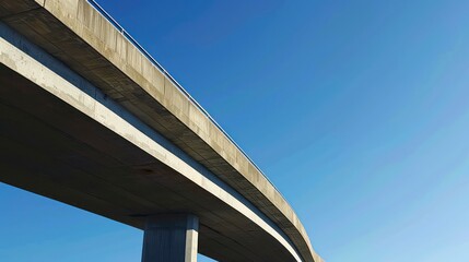 Wall Mural - minimalistic curve concrete bridge with blue sky background