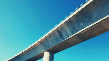 minimalistic curve concrete bridge with blue sky background