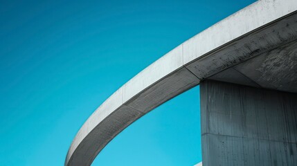 Wall Mural - minimalistic curve concrete bridge with blue sky background