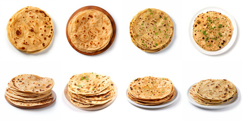 Paratha Isolated White Background